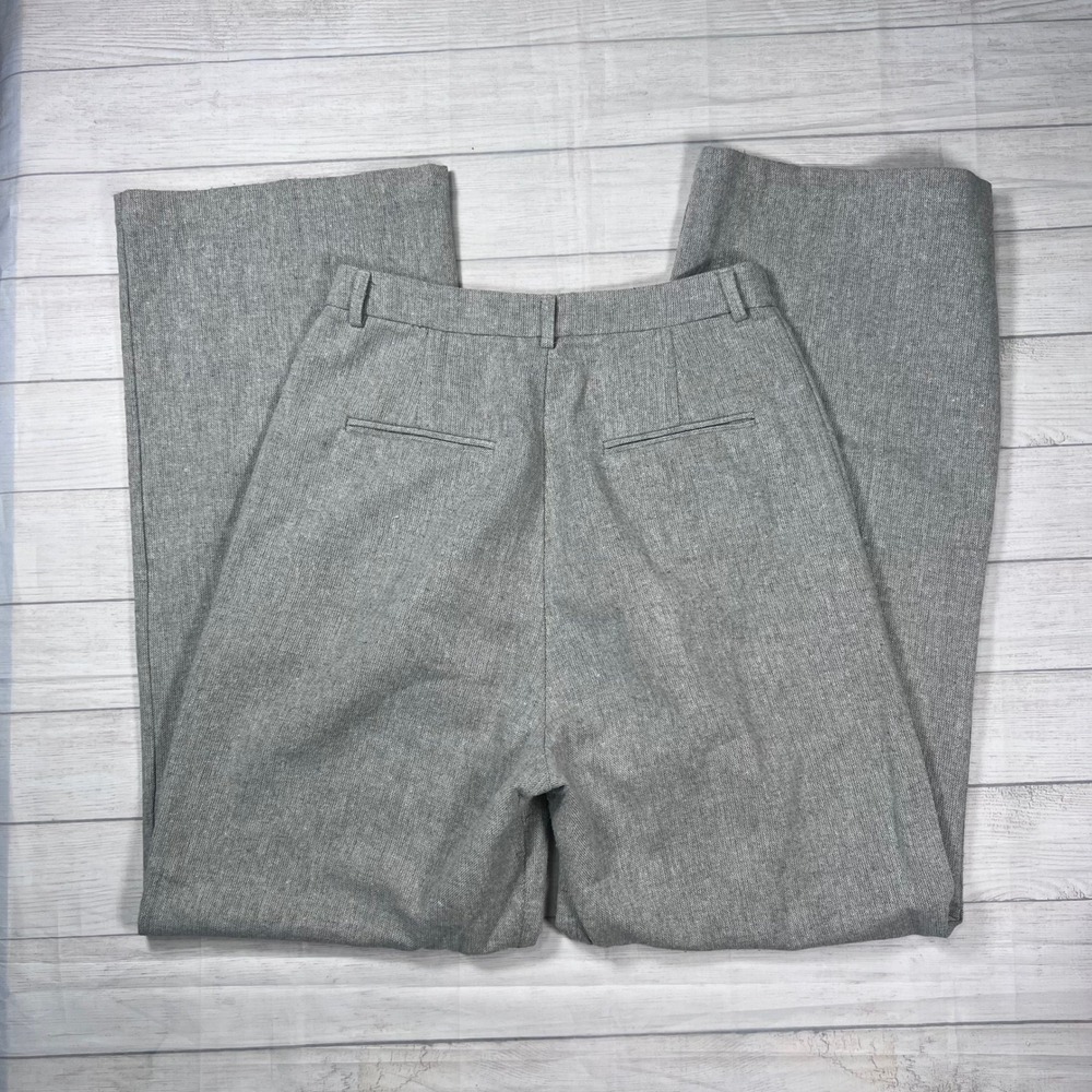Reformation Montauk Wool Blend Pleated Wide Leg Trousers Size 8 Grey High Rise - Picture 2 of 11